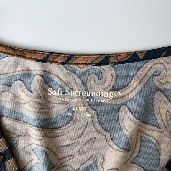 Soft Surroundings Embellished Blue and Brown V-Neck Tunic Size Large - Picture 12 of 14